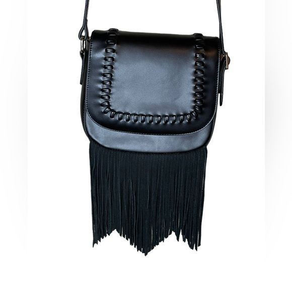 Summer & Rose Sadie Bag Purse with‎ Black Fringe and Gold Hardware Everyday Bag - Picture 2 of 7